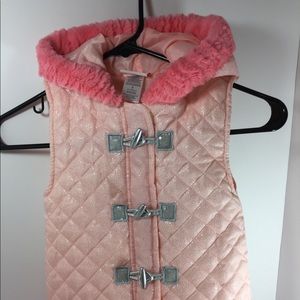Little lass size 5 pink hooded fluffy sparkly vest